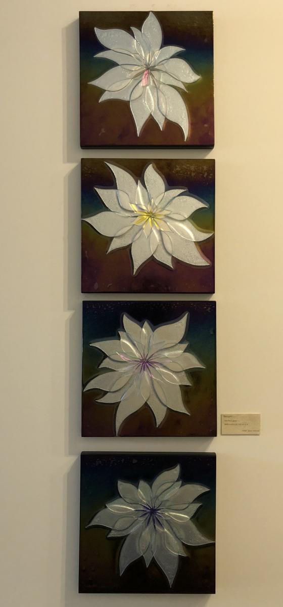 BLOOM
Kiln-fired glass
12x12x1 each panel
$450 each panel
$1700 set of 4 : Available Work : art & architectural glass for residential & commercial installations,purchase & commission