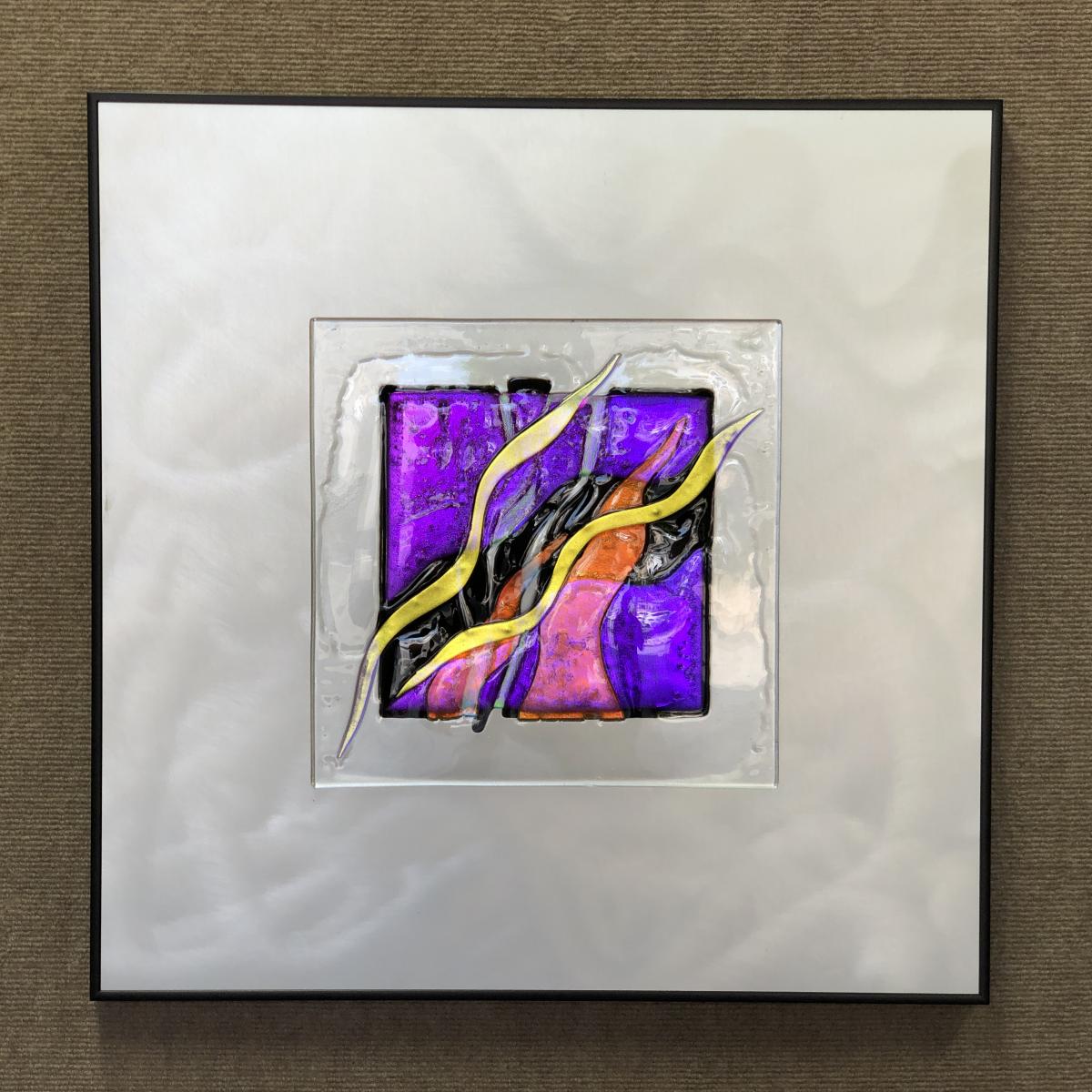 BALI FOREST
Kiln-fired glass on brushed aluminum
22x22x1
$525 : Available Work : art & architectural glass for residential & commercial installations,purchase & commission